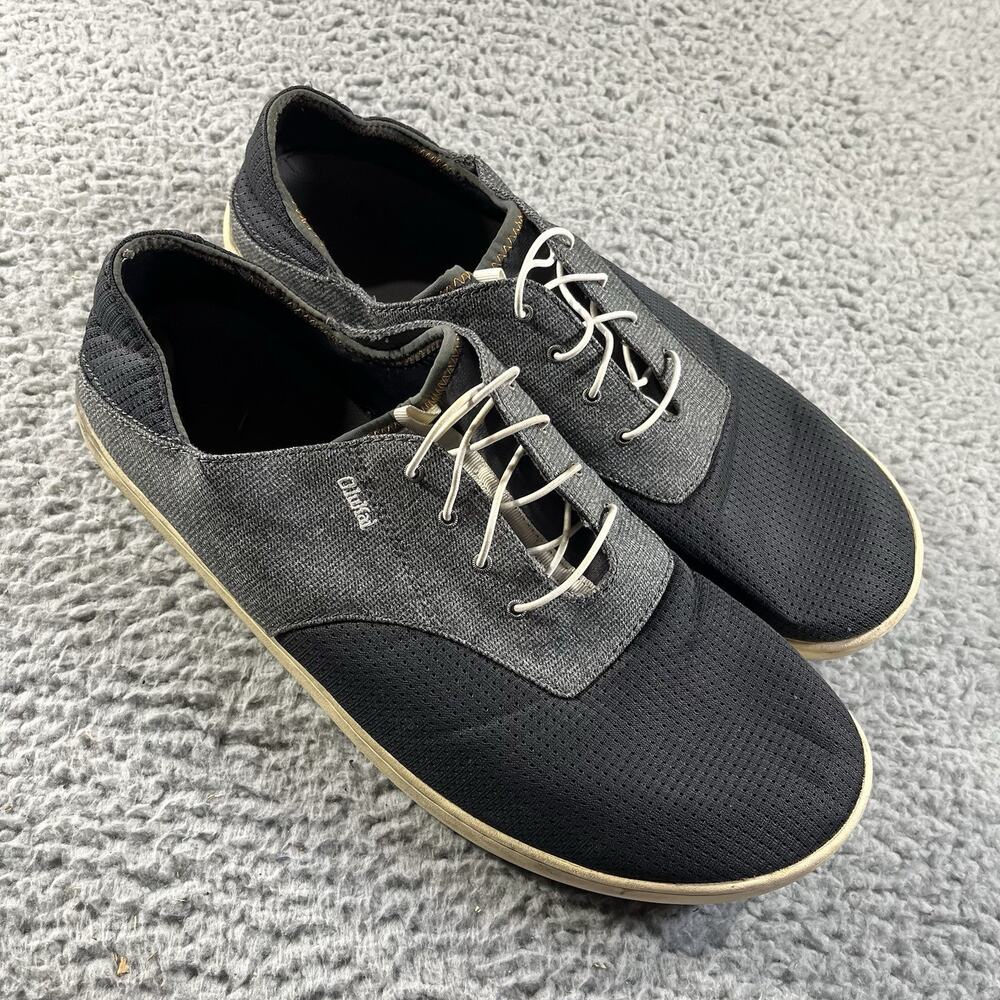 OluKai Nohea Moku Black Mesh Boat Shoes Sneakers Men's Size 16 10283 Slip On